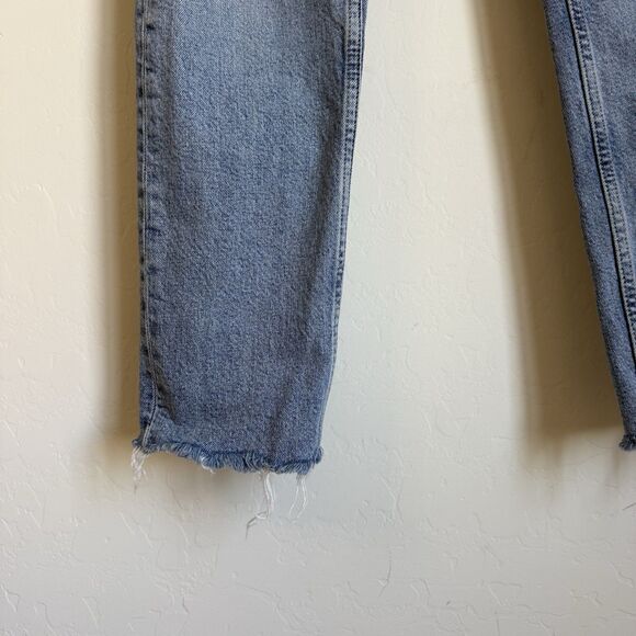 Zara Womens High Rise Slim Straight Raw Hem Ankle Vintage Wash Jeans Size 6 - Picture 2 of 13